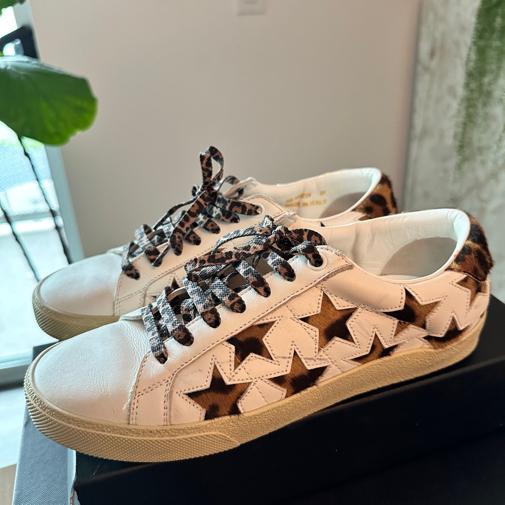 YSL Star Sneakers Leopard size 37/7 worn twice Authentic